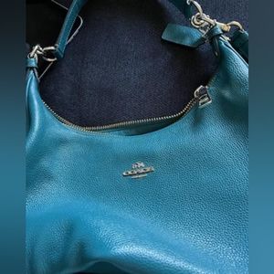 Coach turquoise shoulder purse with matching wallet